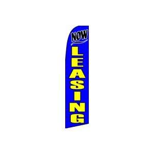  Now Leasing (Blue) Feather Banner Flag (11.5 x 2.5 Feet 