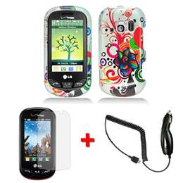 Colourful Hard Cover Case for LG Extravert VN271 Verizon w/Screen +Car 
