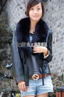 Sheep Leather Jacket/Coat/Overcoat with Fox Fur Collar  