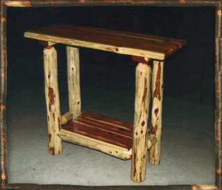 Amish Rustic Log End Side Table Red Cedar Solid Wood Furniture Cabin 