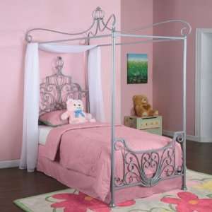  Princess Rebecca Sparkle Silver Canopy Bed by Powell