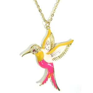   Necklace Tropical Crystal Bird Charm Gold Neon Pendant Fashion Jewelry