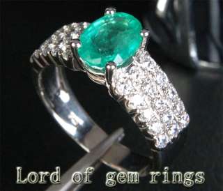  Emerald .95CT Diamond 14K White Gold Wedding Band Engagement Ring 