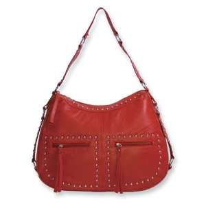  Red Leather Studded Hobo Bag Jewelry