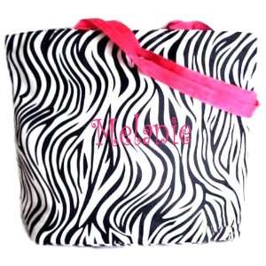   Tote Bag with Hot Pink Straps   Personalized Tote Bag 