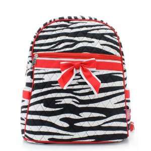  Zebra Quilted Backpack RED 