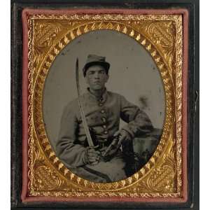  Unidentified soldier in Confederate uniform holding saber 