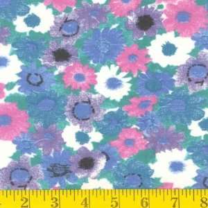  58 Wide Printed Crepe Flower Garden Lilac Fabric By The 