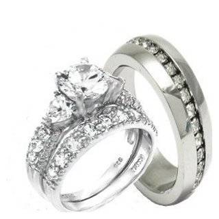 Hers Heart 3 Pieces, 925 Sterling Silver & Stainless Steel Engagement 