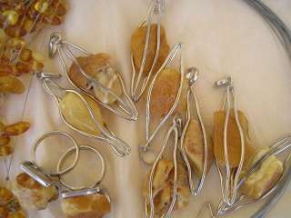 WHOLESALE LOT BALTIC AMBER & SILVER JEWELRY RING PENDANT NECKLACE 