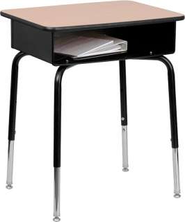 Student Desk with Open Front Metal Book Box & Adjustable Height 