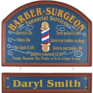  Barber Surgeon w/ 3D Relief Framed Personalized 18x24 