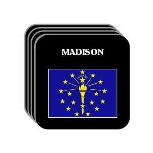 US State Flag   MADISON, Indiana (IN) Set of 4 Mini Mousepad Coasters