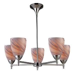 CELINA 5 LIGHT CHANDELIER IN POLISHED CHROME AND CREME GLASS W28 H8 