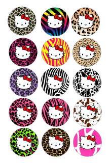 Hello Kitty Animal Print 15 Precut Bottle cap  diecut hairbow images 