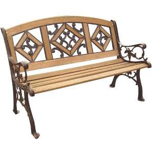 America Florence Wood Inlay Park Bench Bronze  Sports 