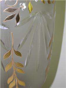   HAND PAINTED ENAMEL GILDED CUT GLASS BANQUET LAMP 31.5 HIGH  