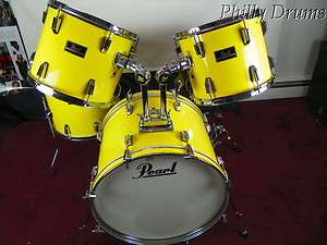 Very Nice Vintage Pearl Export Drum Kit Set Yellow  