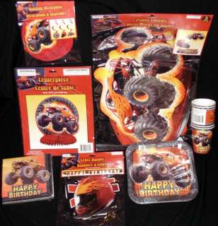Brand New Monster Trucks Birthday Party Supplies Set Plates,Cups 