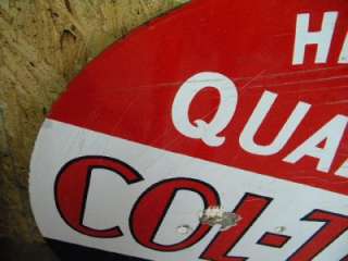 Old Col Tex Texas Texaco Porcelain Gas Motor Oils Refning Sign DBL 