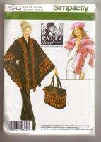 s4343 Ladies Fleece Poncho,Shawl,Tote Bag,Hat pattern  