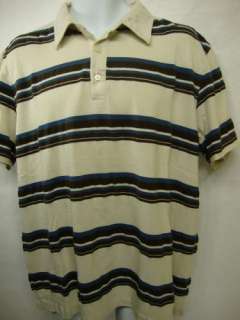   REPUBLIC Mens Beige Stripe Pima Cotton S/S Polo Shirt X Large XL