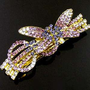  SHIPPING, 1pc rhinestone crystal dragonfly hair barrette clip  