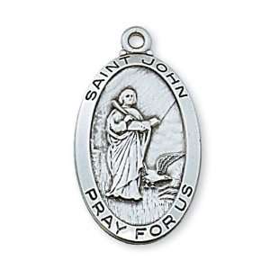  St. John The Evangelist Sterling Oval Medal Jewelry