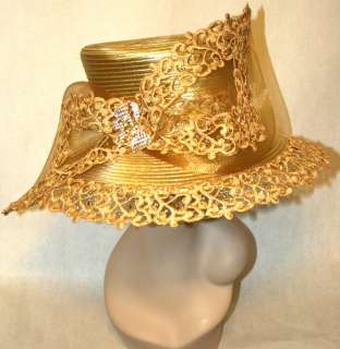   23 INCH HEAD Church Kentucky Derby Gold Wedding Dress Kentucky Hat