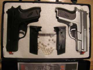   AIR SPORT GUN P618, 6mmBB, 2 pistols in case, dual spring airsoft guns