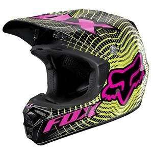  Fox Racing V 3 Vortex Helmet   Small/Black/Green 