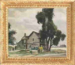 OLD COUNTRY FARM HOUSE Dollhouse Picture Miniature Art  