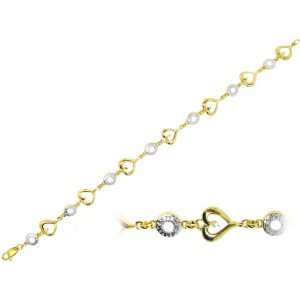 Sterling Silver 925 With High Shine Two Tone Gold Finish Hearts and O 