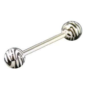   Zebra   14G   Sold as a Pair (15mm bar length, 6mm ball size) Jewelry