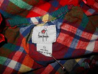 NWOT Free People Anthropologie Red Green Flannel Plaid Sweetheart Sun 