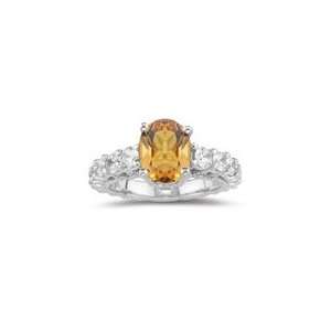   57 Cts Diamond & 2.20 Cts Citrine Ring in 18K White Gold 8.5 Jewelry