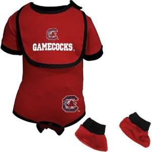   Gamecocks Garnet Infant Football Bib & Booties Set