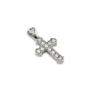    14k White Gold Diamond Vintage Style Cross Pendant Jewelry