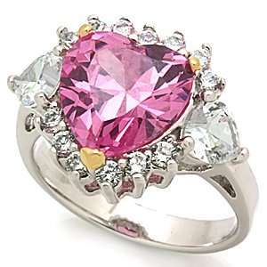  4 Carats Pink Heart CZ Ring Size (10) Jewelry