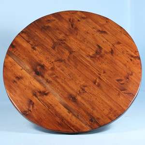 Stunning Large Round Dining Table of Reclaimed Wood, Rich Dark Finish