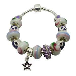  Fun Lucky Star Murano Glass Beads Charms Unisex Bracelet 