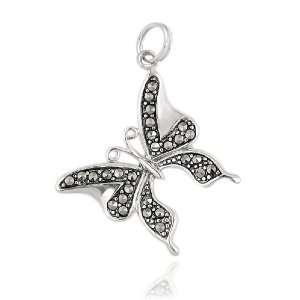  Sterling Silver Marcasite Butterfly Charm Jewelry