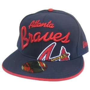  Atlanta Braves Hat Big Script 5950 Fitted Cap Sports 