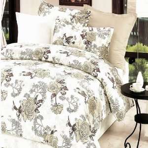 New   Blancho Bedding   [Ivory Rose] 100% Cotton 7PC Bed In A Bag 
