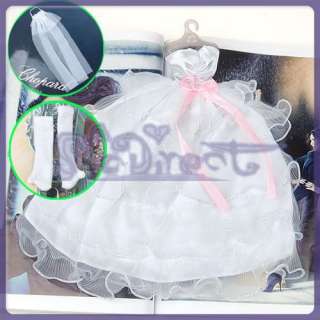 Girl Gift Wedding Veil Glove Dress Princess for Barbie  