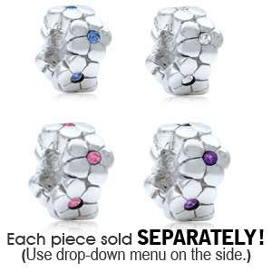 Flower Crystal 925 Sterling Silver European Charms Bead  