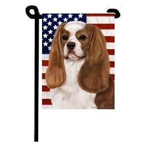  Cavalier Spaniel Blenheim USA Patriotic Garden Flag 