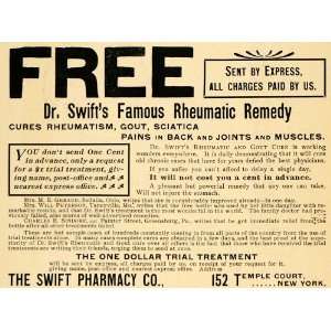  1900 Ad Dr Swift Pharmacy Company Rheumatic Remedy Gout 