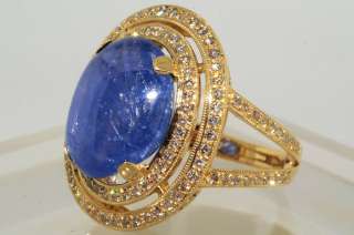 12000 13.33CT LAPIS GEM CERTIFIED BLUE SAPPHIRE & DIAMOND RING VS 