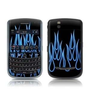  Blue Neon Flames Design Skin Decal Sticker for Blackberry Tour 